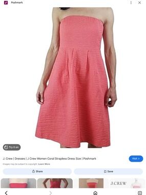 J. Crew Coral Strapless A-Line Dress